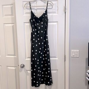 Black and white polka dot slip dress